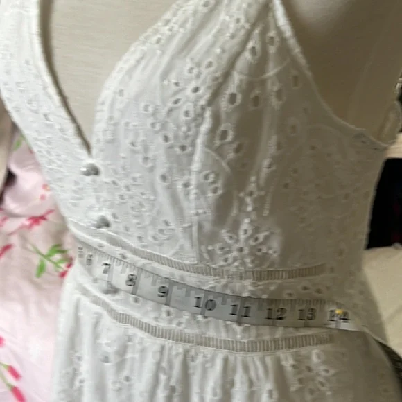 Simplee White Babydoll Eyelet Crochet Maxi Dress - Picture 14 of 15